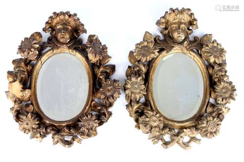 Barock 18. Jahrhundert 2 Wandspiegel mit Putten, pair of woo...