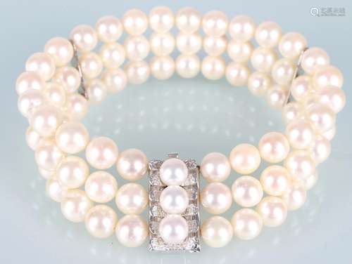 Perlenarmband mit breitem 585 Goldverschluss, pearl bracelet...