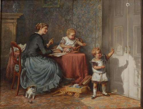 Pieter Alardus Haaxman (1814-1887) familiäre Interieurszener...