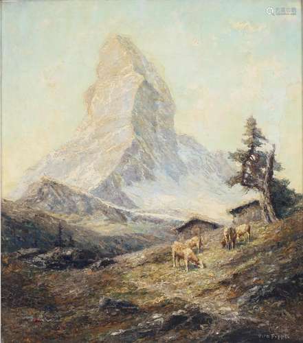 Otto Pippel (1878-1960) Blick auf Matterhorn mit grasenden K...