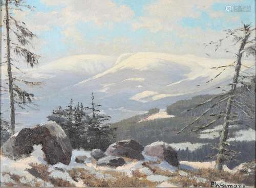 Paul Weimann (1867-1945) Winterliche Berglandschaft, winter ...