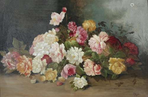 Pietro Maselli (1848 - 1892) Blumenstillleben mit Pfingstros...