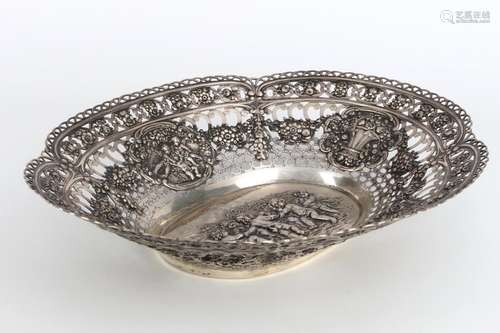 Jugendstil 800 Silber Puttenschale, silver cutwork bowl art ...