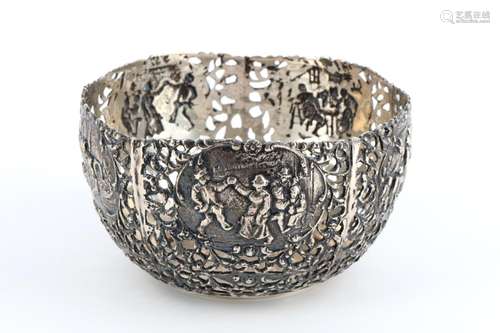 Hanau 800 Silber Durchbruchschale, silver cutwork bowl art n...