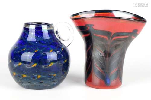 Erwin Eisch 2 Studiogläser Glashütte, artists vases,