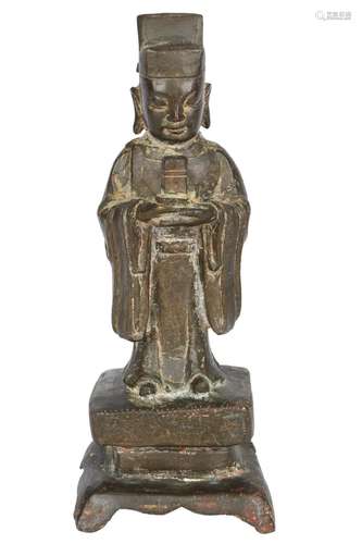 China 17. Jahrhundert Bronze Skulptur daoistischer Offiziell...