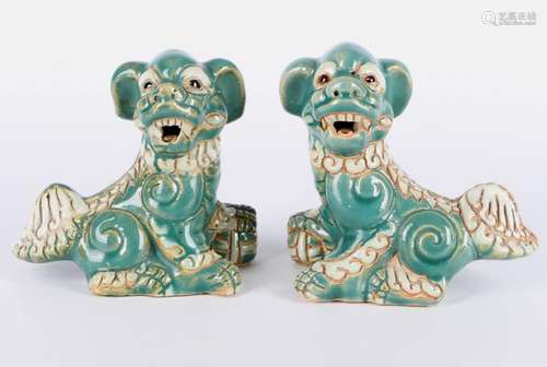 Paar Fu-Hunde, pair of chinese foo-dogs,