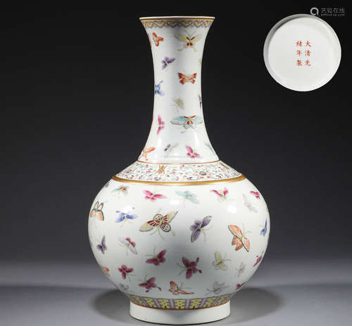 Qing Dynasty, pastel hundred dish bottle