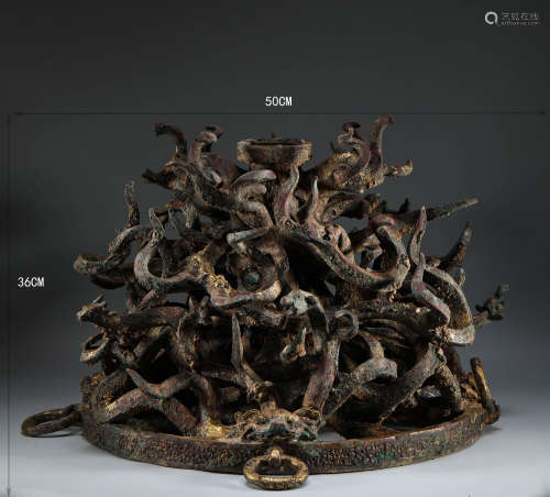 Han Dynasty, bronze gilded cash tree base