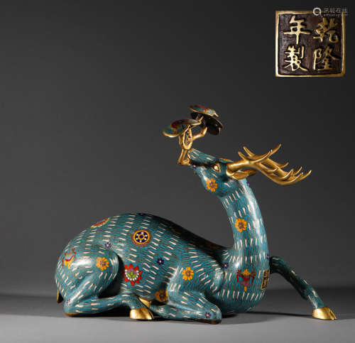 Qing Dynasty, copper embryo Cloisonne deer