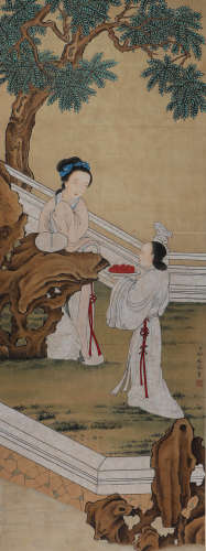 Chinese calligraphy and painting, Leng Mei, silk vertical ax...
