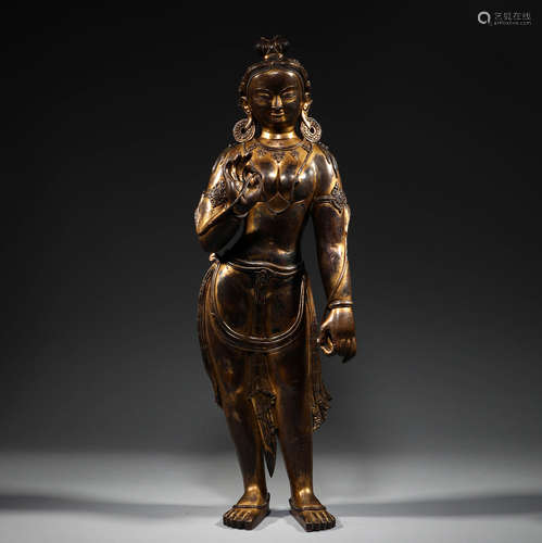 Ming Dynasty, Tibetan bronze gilding, Tara Buddha statue