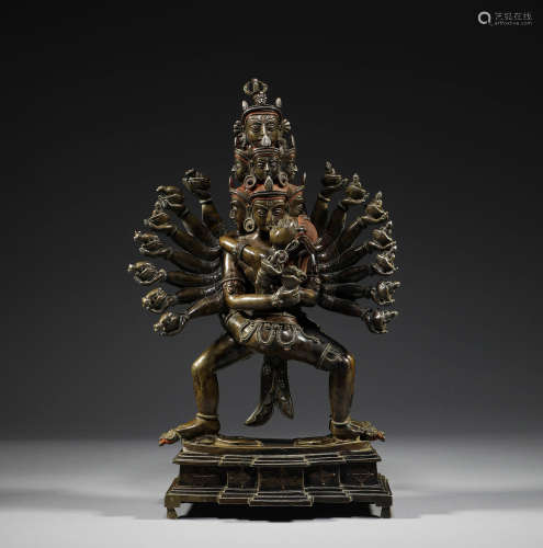 Ming Dynasty, Tibetan alloy copper, Happy Buddha statue