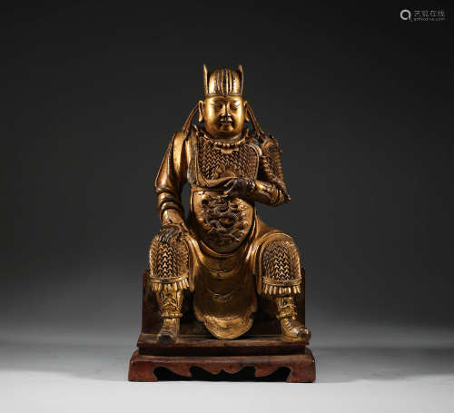 Ming Dynasty, bronze gilding, Guan Ping statue