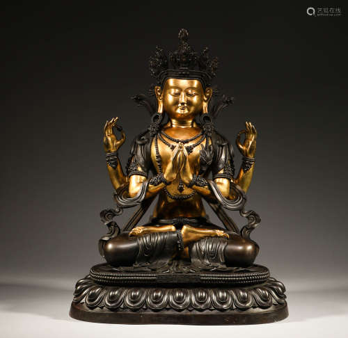 Qing Dynasty, liupin Buddha building, copper gilded mother