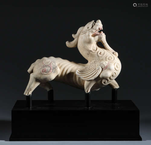 During the Northern Wei Dynasty, white marble painted auspic...