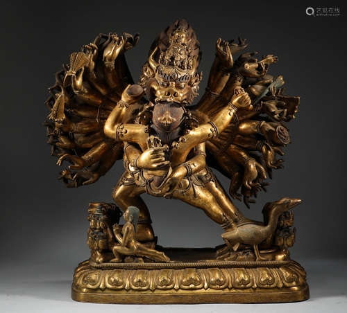 Ming Dynasty, Tibet, bronze gilding, Dawid, Vajra statue