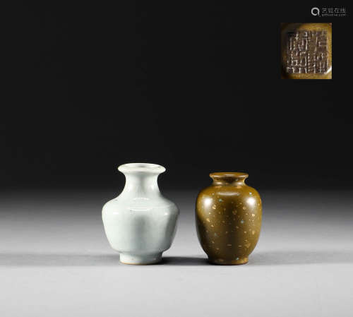 Qing Dynasty, monochrome glaze medicine bottle