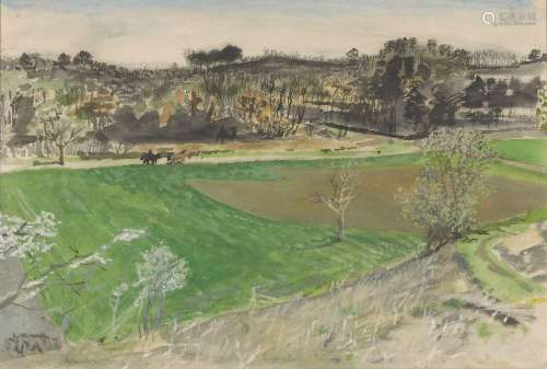 Maurice Brianchon, French 1899-1979- Landscape of hills with...