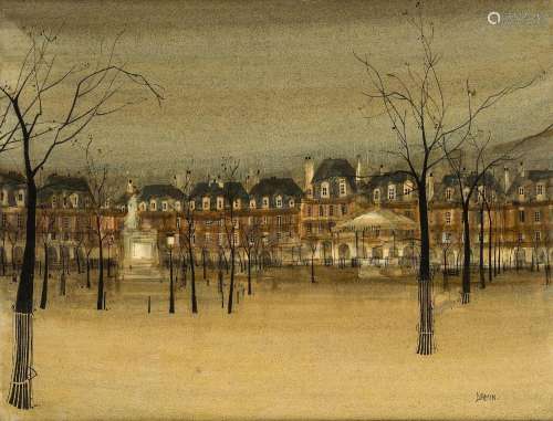 Georges Damin, French b.1942- La Place des Vosges; oil on ca...