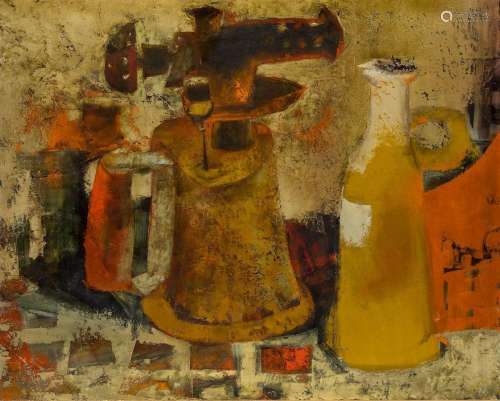 Pierre Lavarenne, French b.1928- Still life, jugs on table; ...