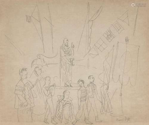 Raoul Dufy, French 1877-1953- La Procession; crayon on paper...