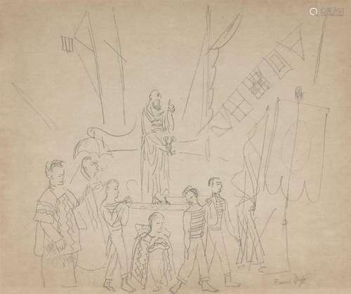 Raoul Dufy, French 1877-1953- La Procession; crayon on paper...