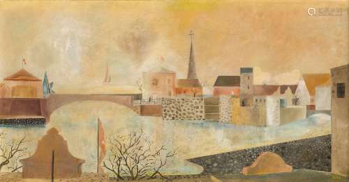 Otto Hofmann, German 1907-1996- Stadt am See (recto), Abstra...