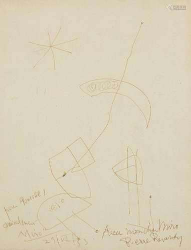 Joan Miró, Spanish 1893-1983- Sans Titre, 1953; ink on paper...