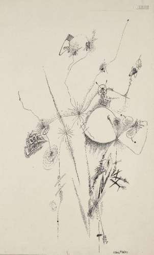 Rudolf Bauer, Polish 1889-1953- Ohne Titel; ink, signed lowe...