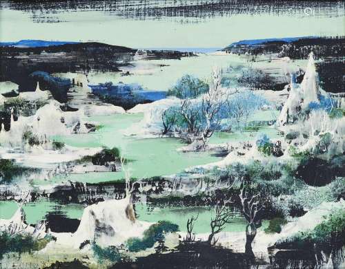 Marcel Delmotte, Belgian 1901-1984- Paysage Turquoise; oil o...