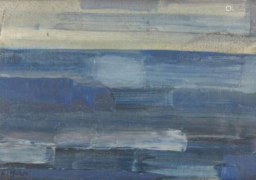 Emile Marze, French 1930-2009- Sans titre (bleu); oil on can...