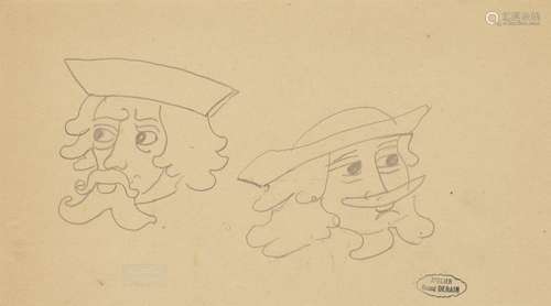 André Derain, French 1880-1954- Study of two men with hats; ...