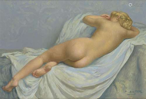 Paul Sieffert, French 1874-1957- Reclining female nude; oil ...