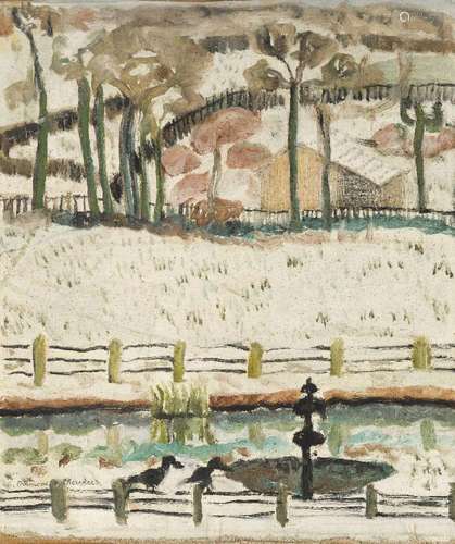 Suzanne Fremont, French 1876-1962- Paysage de neige; oil on ...