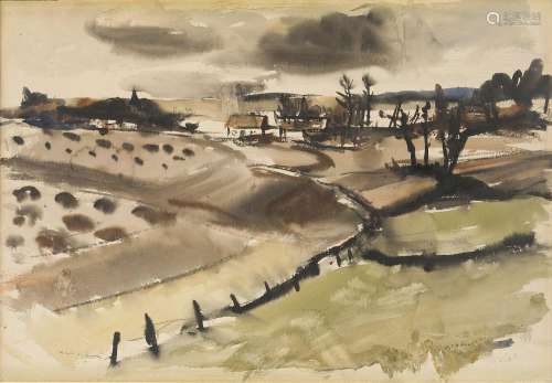 René Mels, Belgian 1909-1977- Landscape, 1943; watercolour, ...