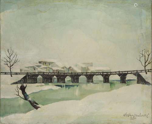 Duan Jankovi?, Serbian/ French 1894-1950- Pont avec de la n...