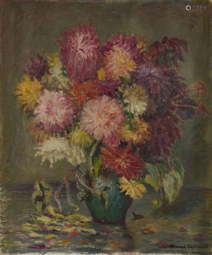 Marek ?u?awski, Polish/ Italian 1908-1985- Flowers; oil on c...