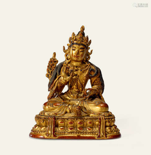 清中期 金漆木雕白度母坐像