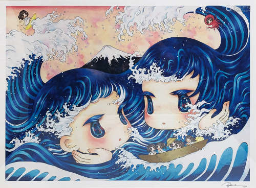 金田凉子（b.1991） 双子波 纸本丝网版画
