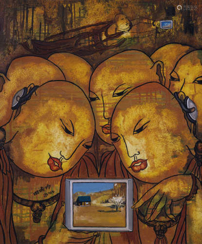 田流沙（b.1970） 2004年作 我要看电视 布面油画