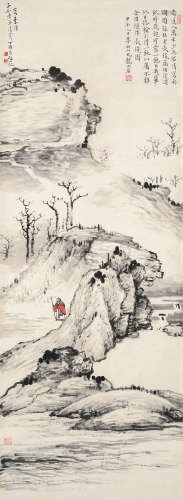 李研山 甲午（1954）年作 长镵图 立轴 设色纸本