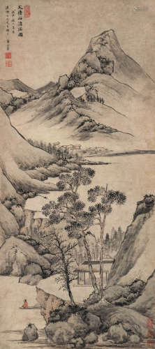 潘恭寿 戊申（1788）年作 拟文待诏沧溪图 立轴 设色纸本
