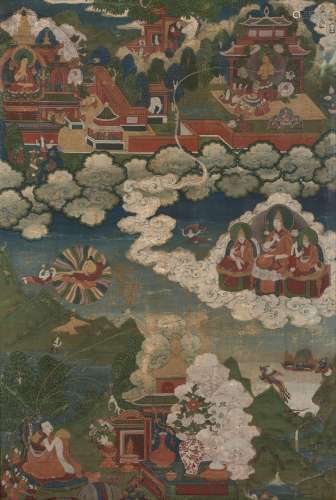 THANGKA, DÉTREMPE SUR TOILE, Tibet, XVIIIe siècle