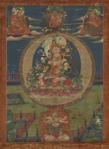 THANGKA DE TARA BLANCHE, Tibet, XVIIIe siècle