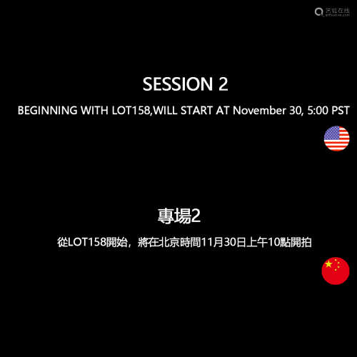 Session 2 (lot 158-325), stariting at November 30, 18:00 PT;...