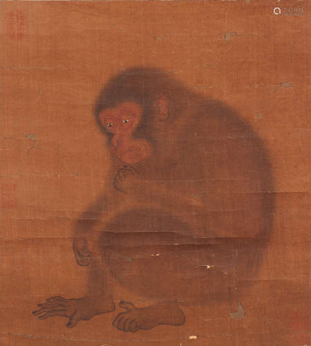 佚名 猴 設色絹本立軸