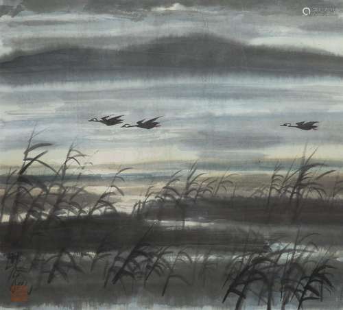 LIN FENGMIAN (1900-1991) PEINTURE à l'encre et polychro...