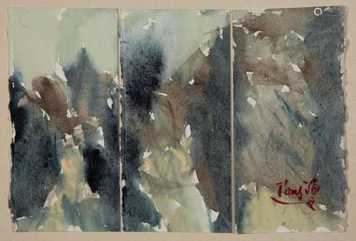 T'ANG HAYWEN (1927-1991) SANS TITRE (TRIPTYQUE) Aquarel...