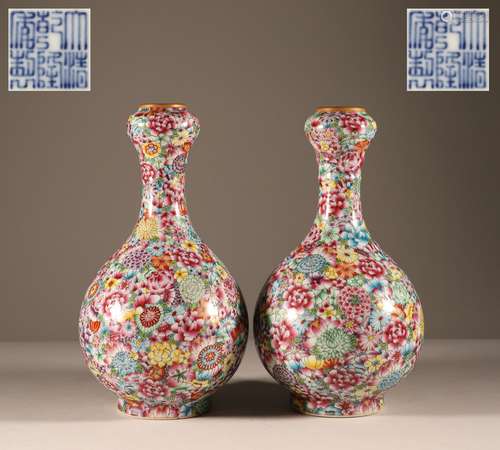 Enamel colored garlic bottle in Qing Dynasty